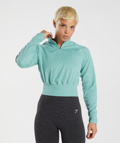 Gymshark 315 Long Sleeve Warmup Top Női Pulóverek Türkiz | HU-F-427