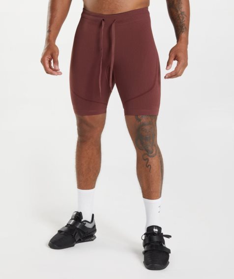 Gymshark 315 Seamless 1/2 Férfi Rövidnadrág Bordó | HU-G-971