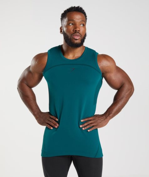 Gymshark 315 Seamless Férfi Ujjatlan Póló Türkiz | HU-K-265