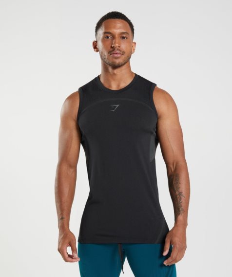Gymshark 315 Seamless Férfi Ujjatlan Póló Fekete | HU-R-169