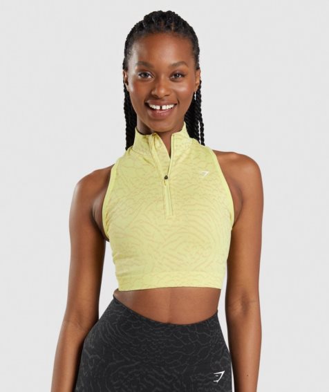 Gymshark Adapt Animal Seamless 1/2 Zip Női Vágott Felsők Sárga | HU-S-032