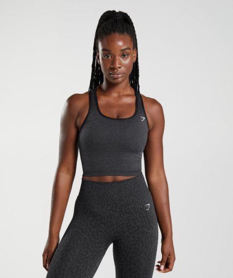 Gymshark Adapt Animal Seamless Crop Női Ujjatlan Póló Fekete | HU-F-239