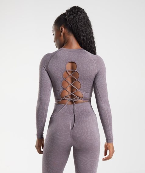 Gymshark Adapt Animal Seamless Csipke Up Back Női Vágott Felsők Lila | HU-M-619