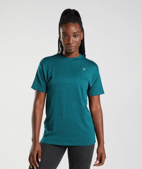 Gymshark Adapt Animal Seamless Női Póló Türkiz | HU-G-052