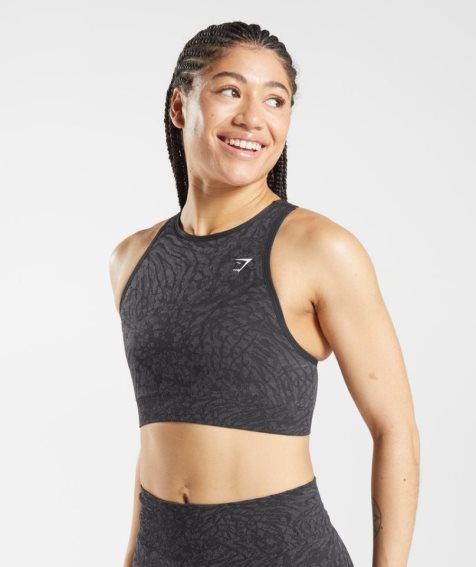 Gymshark Adapt Animal Seamless Női Sportmelltartó Fekete | HU-T-849