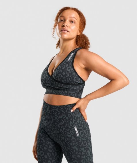 Gymshark Adapt Animal Seamless Női Sportmelltartó Fekete | HU-V-093