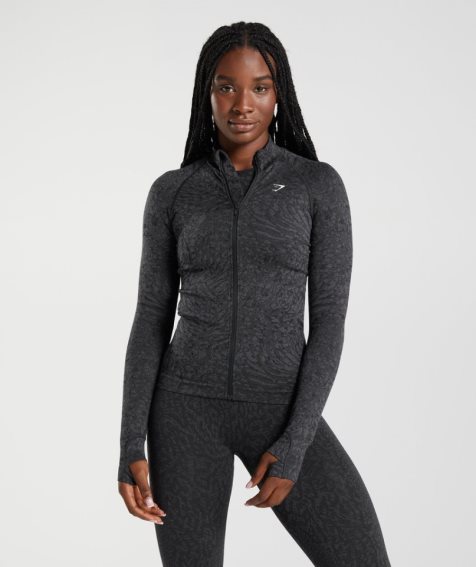 Gymshark Adapt Animal Zip Through Női Kabát Fekete | HU-C-482