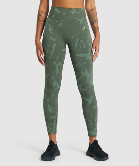 Gymshark Adapt Camo Seamless Női Leggings Zöld | HU-A-683
