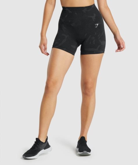 Gymshark Adapt Camo Seamless Női Rövidnadrág Fekete | HU-Q-401