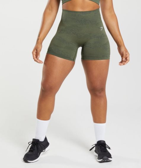 Gymshark Adapt Camo Seamless Női Rövidnadrág Olivazöld | HU-R-250