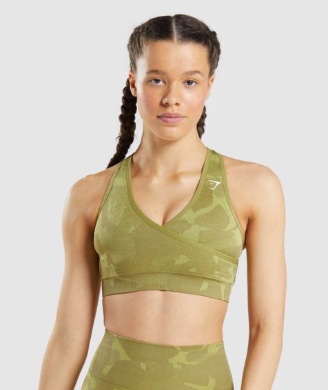 Gymshark Adapt Camo Seamless Női Sportmelltartó Zöld | HU-R-765