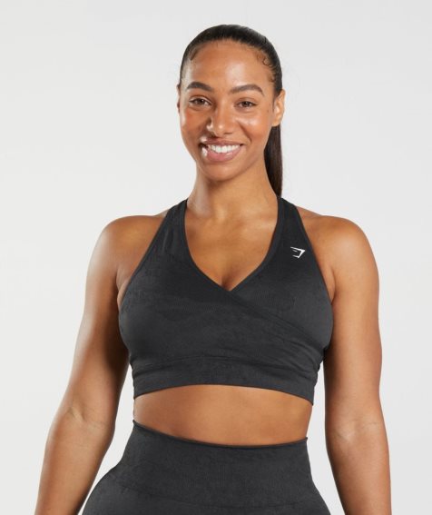 Gymshark Adapt Camo Seamless Női Sportmelltartó Fekete | HU-V-926
