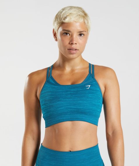 Gymshark Adapt Marl Seamless Női Sportmelltartó Türkiz | HU-X-608