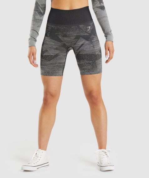 Gymshark Adapt Ombre Seamless Női Rövidnadrág Fekete | HU-O-701