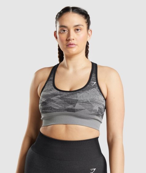Gymshark Adapt Ombre Seamless Női Sportmelltartó Fekete | HU-Q-481