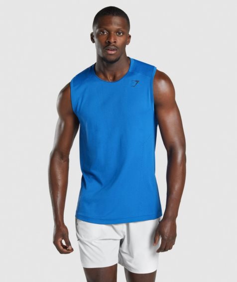 Gymshark Apex Férfi Ujjatlan Póló Kék | HU-V-718