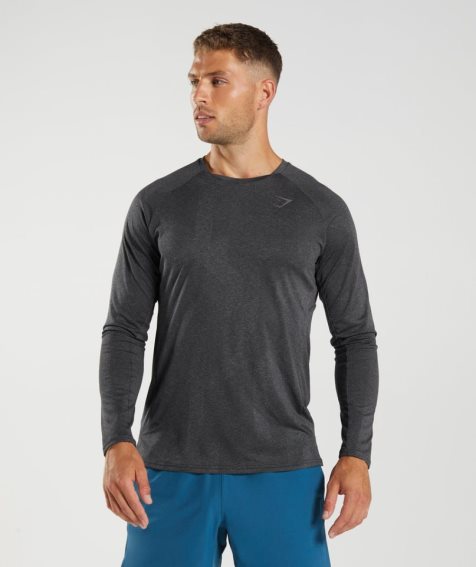 Gymshark Apex Long Sleeve Férfi Póló Fekete | HU-Q-058