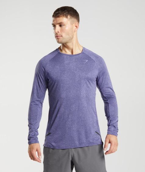 Gymshark Apex Long Sleeve Férfi Póló Lila | HU-Y-057