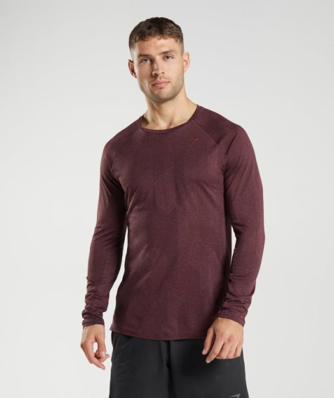 Gymshark Apex Long Sleeve Férfi Póló Sötétbarna | HU-E-356