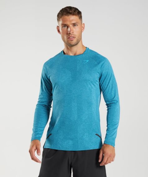 Gymshark Apex Long Sleeve Férfi Póló Türkiz | HU-B-758