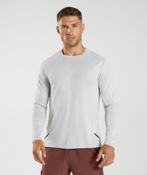 Gymshark Apex Long Sleeve Férfi Póló Világos Szürke | HU-D-153
