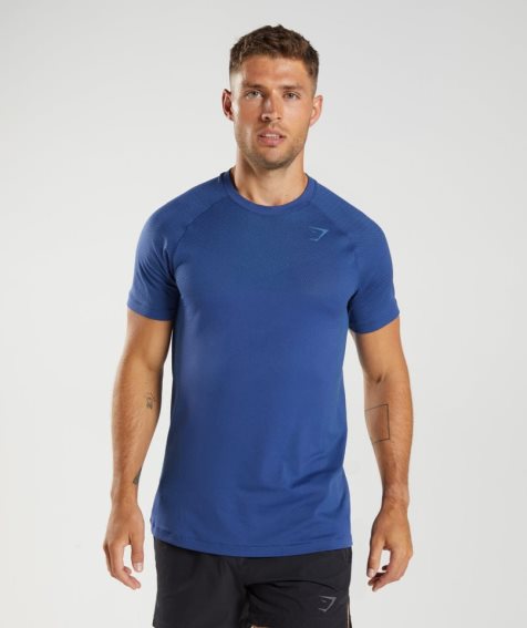Gymshark Apex Seamless Férfi Póló Kék | HU-K-540