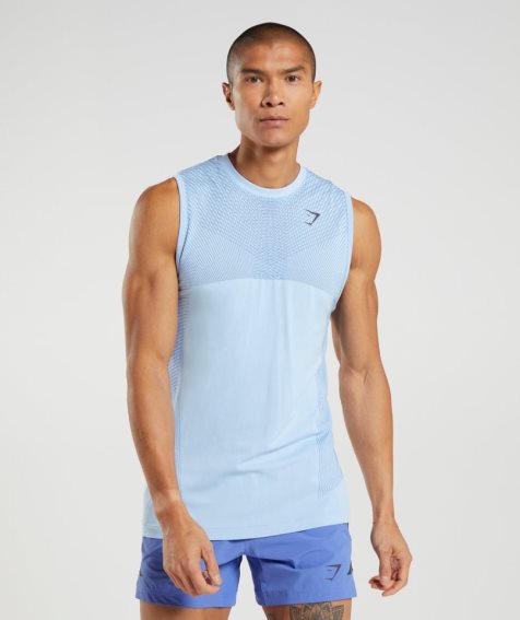 Gymshark Apex Seamless Férfi Ujjatlan Póló Világos Kék | HU-P-532