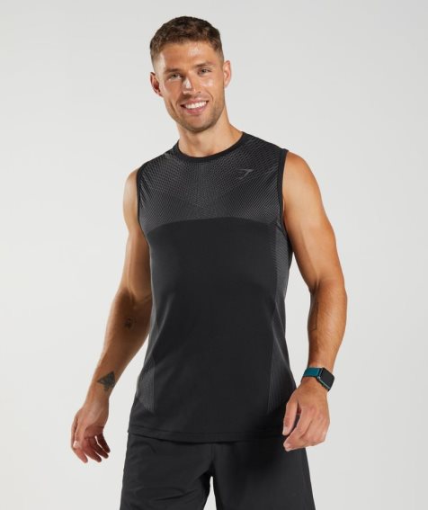 Gymshark Apex Seamless Férfi Ujjatlan Póló Fekete | HU-T-173