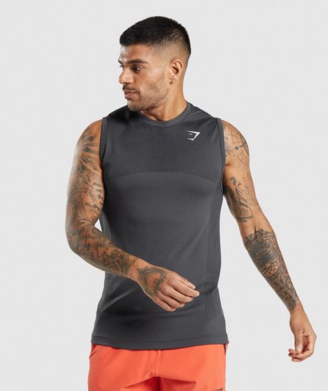 Gymshark Apex Seamless Férfi Ujjatlan Póló Fekete | HU-X-301