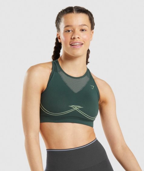 Gymshark Apex Seamless Női Sportmelltartó Zöld | HU-T-189