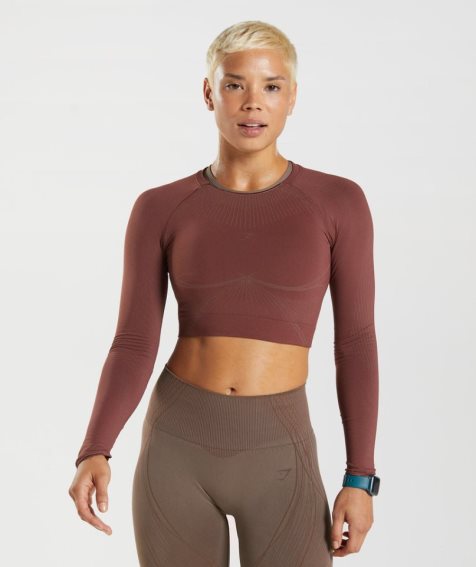 Gymshark Apex Seamless Női Vágott Felsők Sötétbarna | HU-L-375