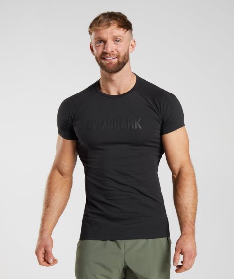 Gymshark Apollo Férfi Póló Fekete | HU-V-714