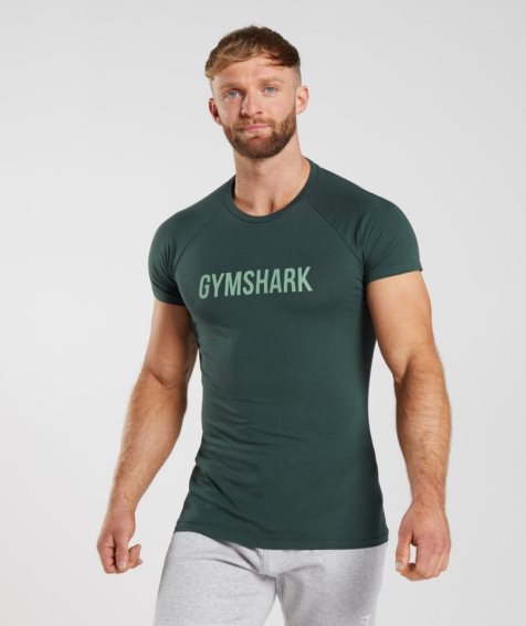 Gymshark Apollo Férfi Póló Zöld | HU-W-840
