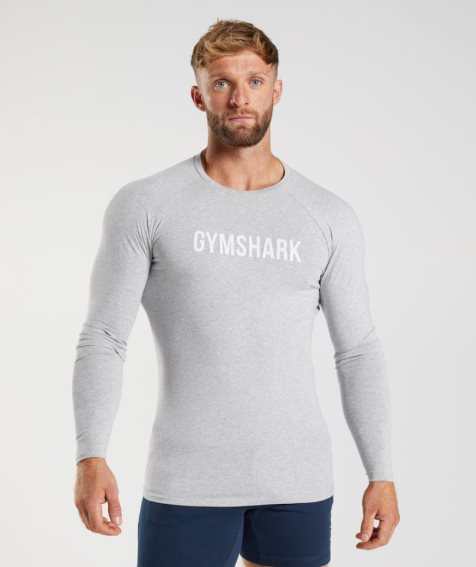 Gymshark Apollo Long Sleeve Férfi Póló Világos Szürke | HU-O-982