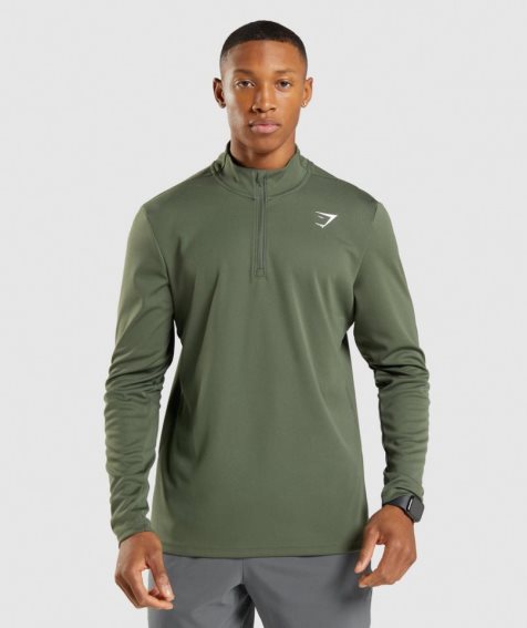 Gymshark Arrival 1/4 Zip Férfi Pulóverek Olivazöld | HU-C-641