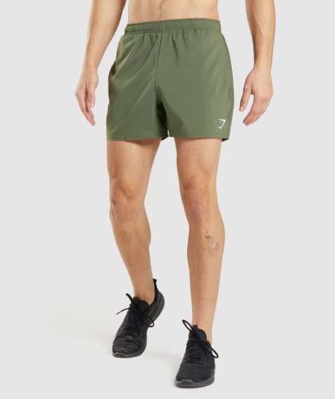 Gymshark Arrival 5" Férfi Rövidnadrág Olivazöld | HU-M-470
