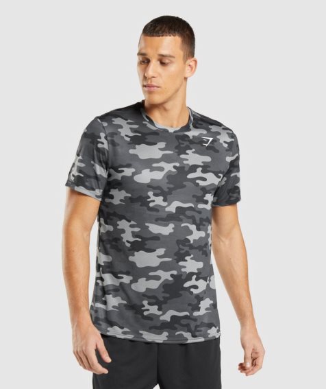 Gymshark Arrival Férfi Póló Camo | HU-X-189