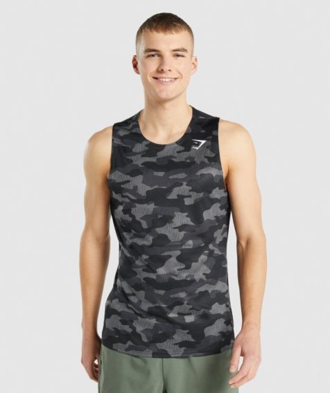 Gymshark Arrival Férfi Ujjatlan Póló Camo | HU-M-962