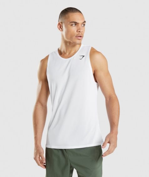 Gymshark Arrival Férfi Ujjatlan Póló Fehér | HU-P-621