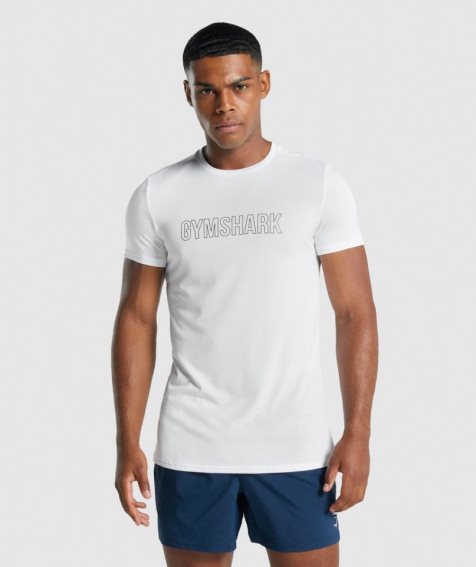Gymshark Arrival Grafika Férfi Póló Fehér | HU-Z-453