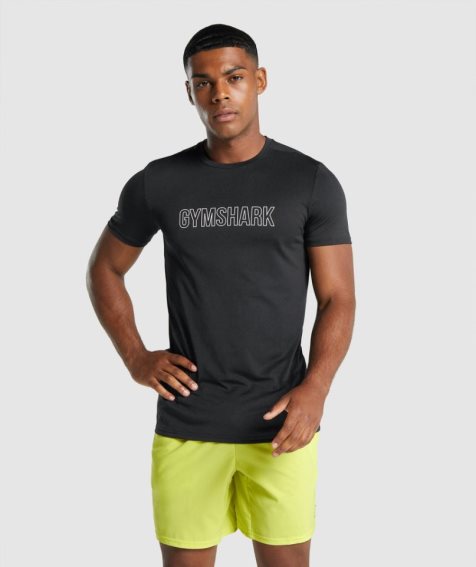 Gymshark Arrival Grafika Férfi Póló Fekete | HU-N-086