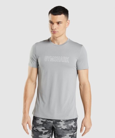 Gymshark Arrival Grafika Férfi Póló Világos Szürke | HU-B-831