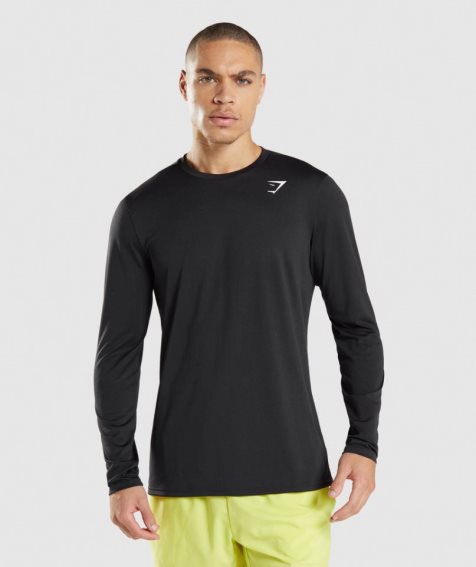 Gymshark Arrival Long Sleeve Férfi Póló Fekete | HU-Z-105