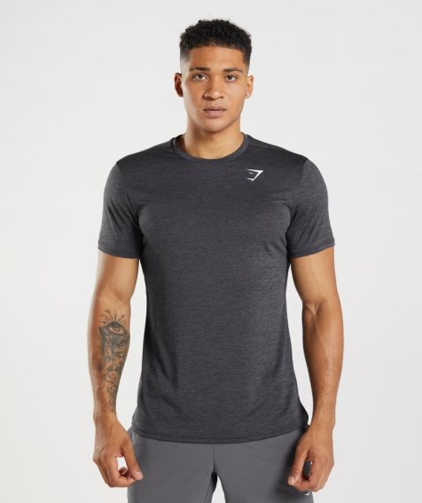 Gymshark Arrival Marl Férfi Póló Fekete | HU-Z-405