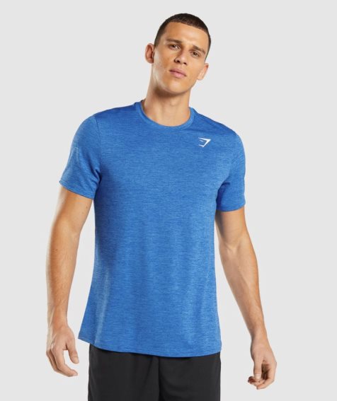 Gymshark Arrival Marl Férfi Póló Kék | HU-L-538