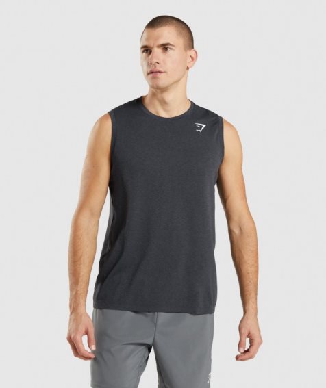 Gymshark Arrival Seamless Férfi Ujjatlan Póló Fekete | HU-J-783