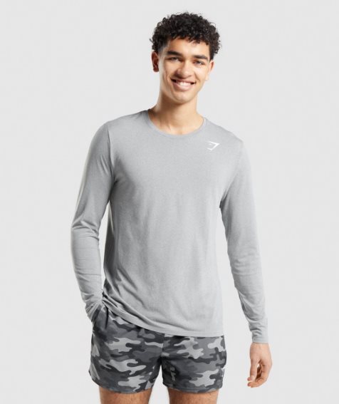 Gymshark Arrival Seamless Long Sleeve Férfi Póló Szürke | HU-H-167