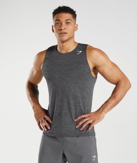 Gymshark Arrival Slim Marl Férfi Ujjatlan Póló Fekete | HU-J-592