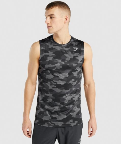 Gymshark Arrival Ujjatlan Férfi Póló Camo | HU-O-149
