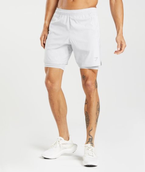 Gymshark Aspect 2 In 1 Férfi Rövidnadrág Fehér | HU-A-128